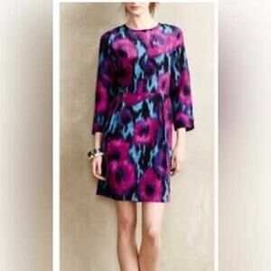 Hutch abstract watercolor silk mini dress sz 6